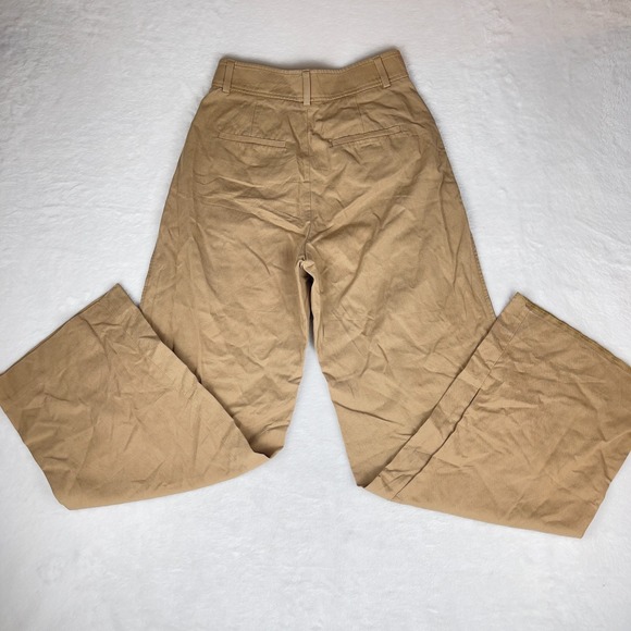 Everlane Chino Pants Womens 00S Beige‎ Stretch Flat Front High Waisted Wide Leg - Picture 2 of 9
